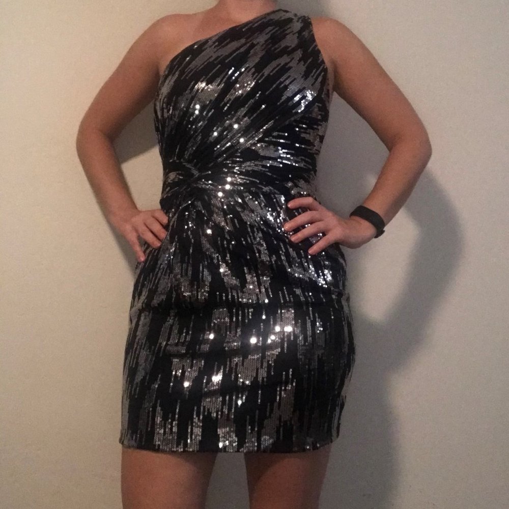 Venus Black/Silver Sequin Dress